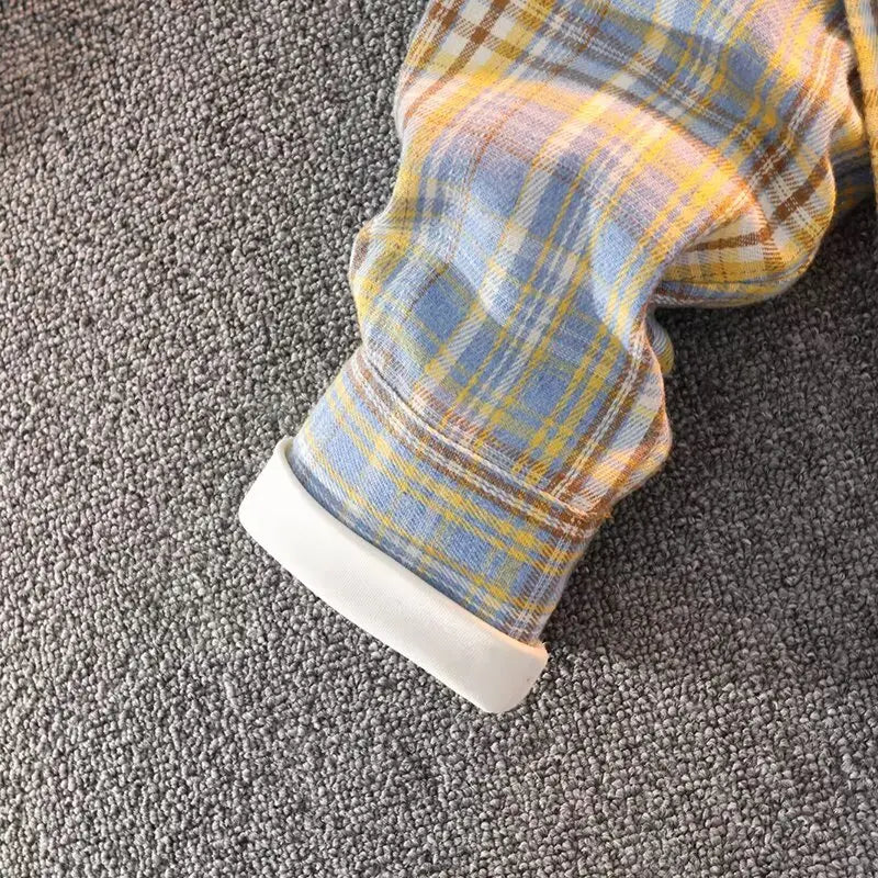 Retro Japanese Plaid Long Sve irt Men's Casual Loose Fit Spring Autumn Wear for Students And Couples Youth Faion