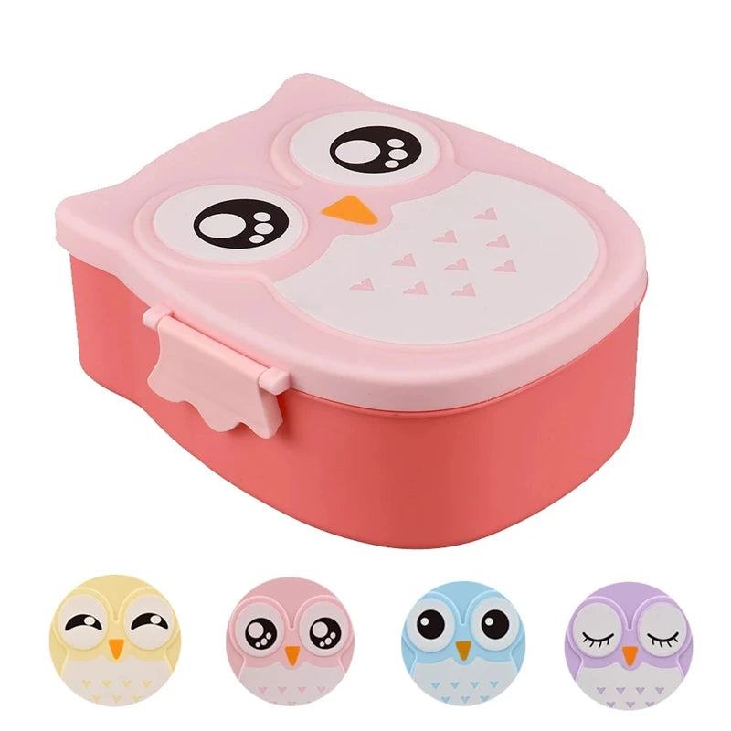 Hamburger Lunch Box Double Tier Cute Burger Bento Lunchbox Microwave Food Container Fork Tableware Set Owl Compartment