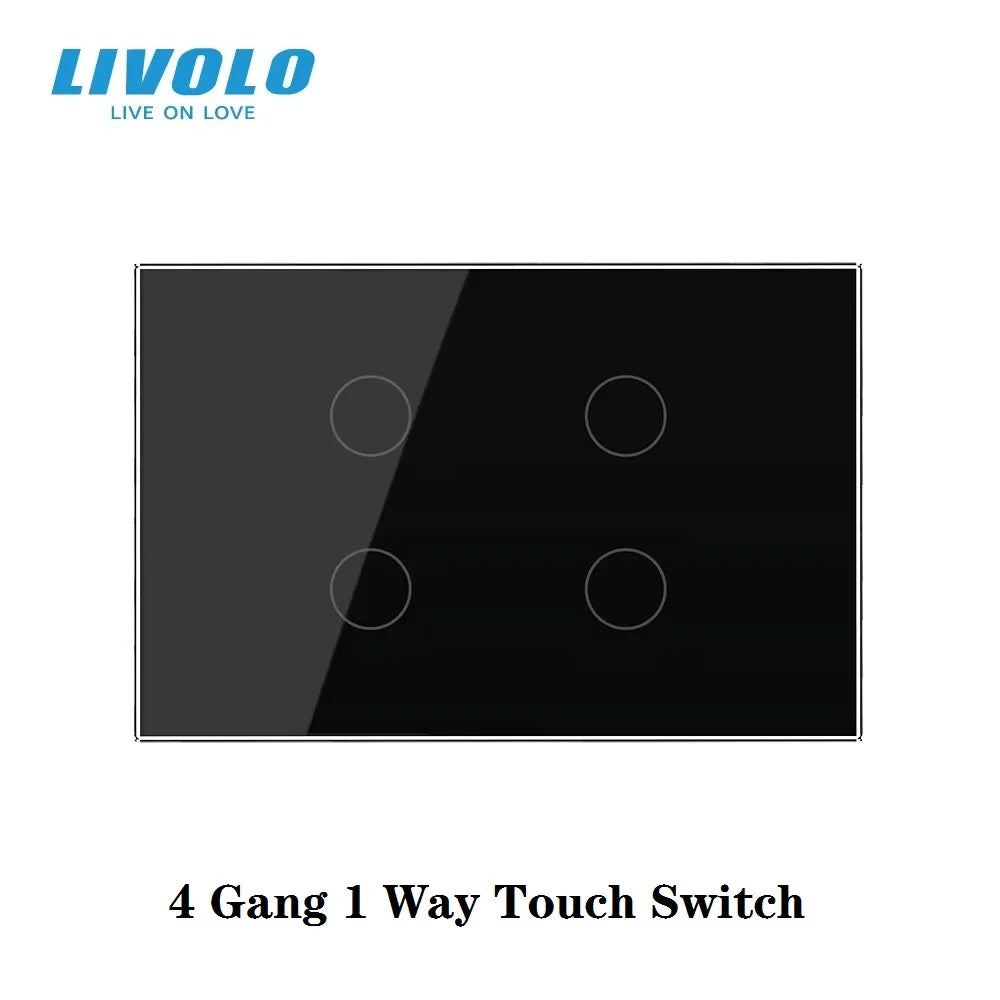 Livolo US/AU Standard Wall Touch Switch Crystal Glass Panel Touch Control Light Switch AC 110~250V/50~60Hz