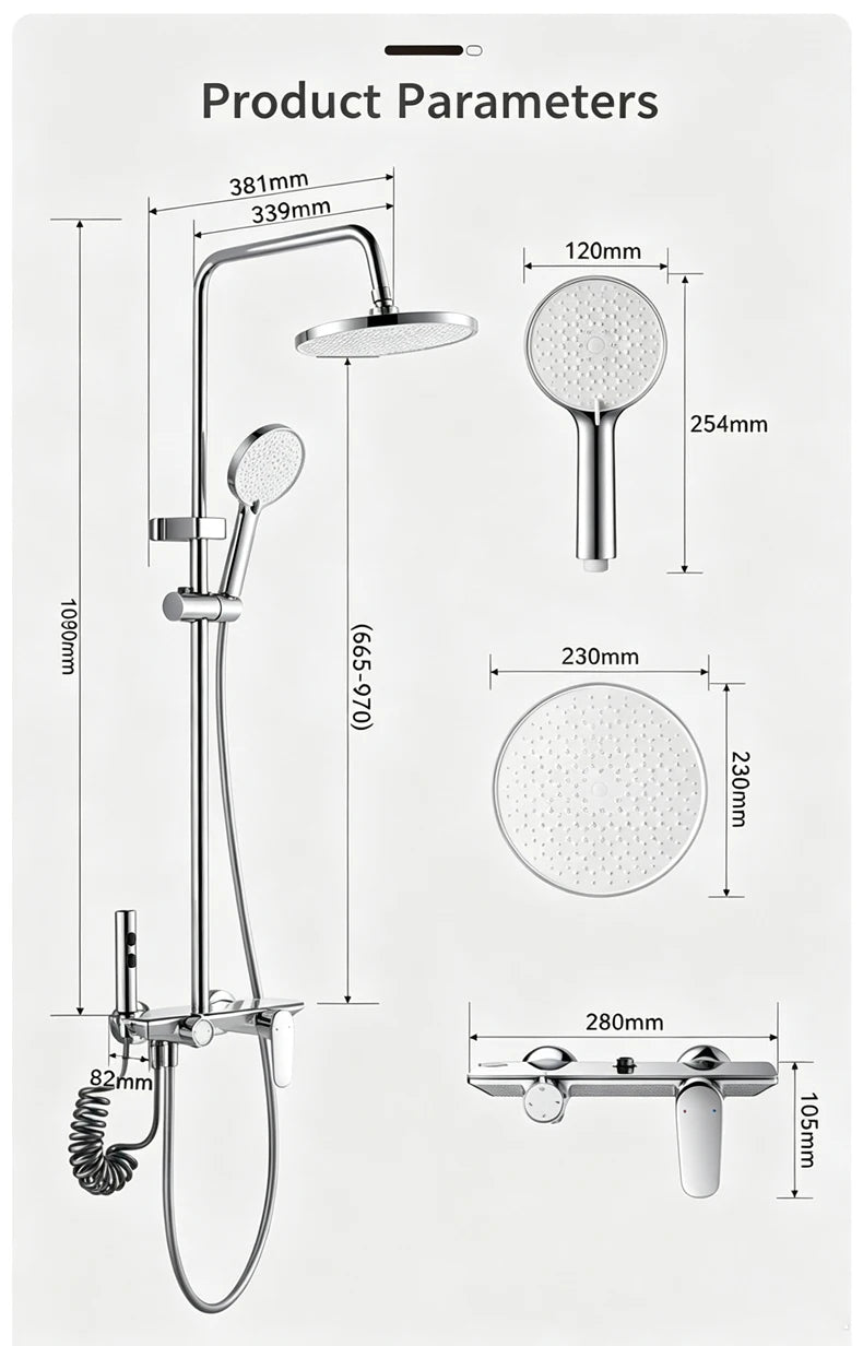 Silver Bathroom Shower Set Rainfall Shower Faucet Set Apartment Hotels Household Aluminum Gray Bathtub Showers