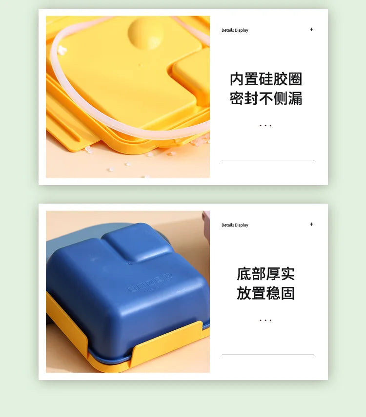 850ml/1100ml Lunch Box Microwave Portable Bento Boxes with Tableware for Kids School Leakproof 4 Grid Food Snack Containers