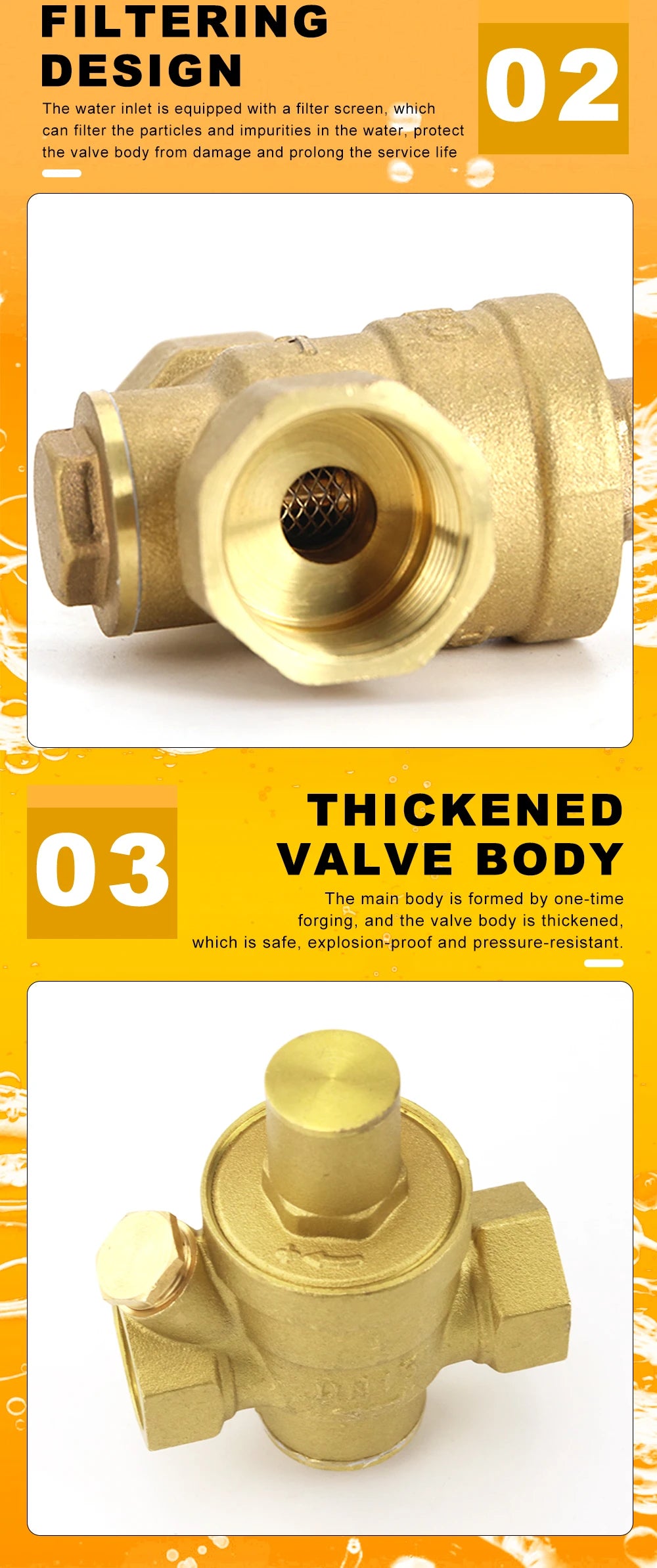 DN15 DN20 DN25 Brass Water Pressure Reducing Maintaining Valve 1/2" 3/4" 1" Adjustable Relief Valve With Gauge Meter