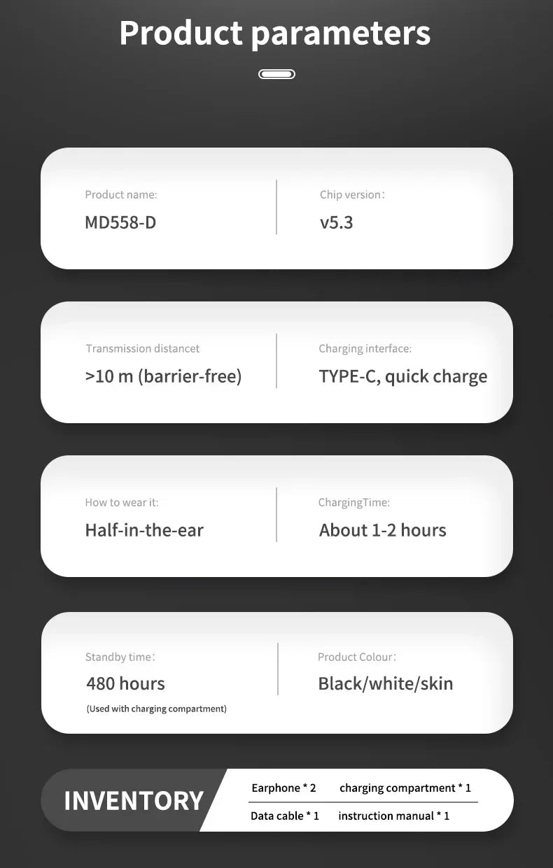 Bluetooth 5.3 Earphones Mini Noise cancelling Sports Running Earphones Life Waterproof Gaming Music In Ear Earphones