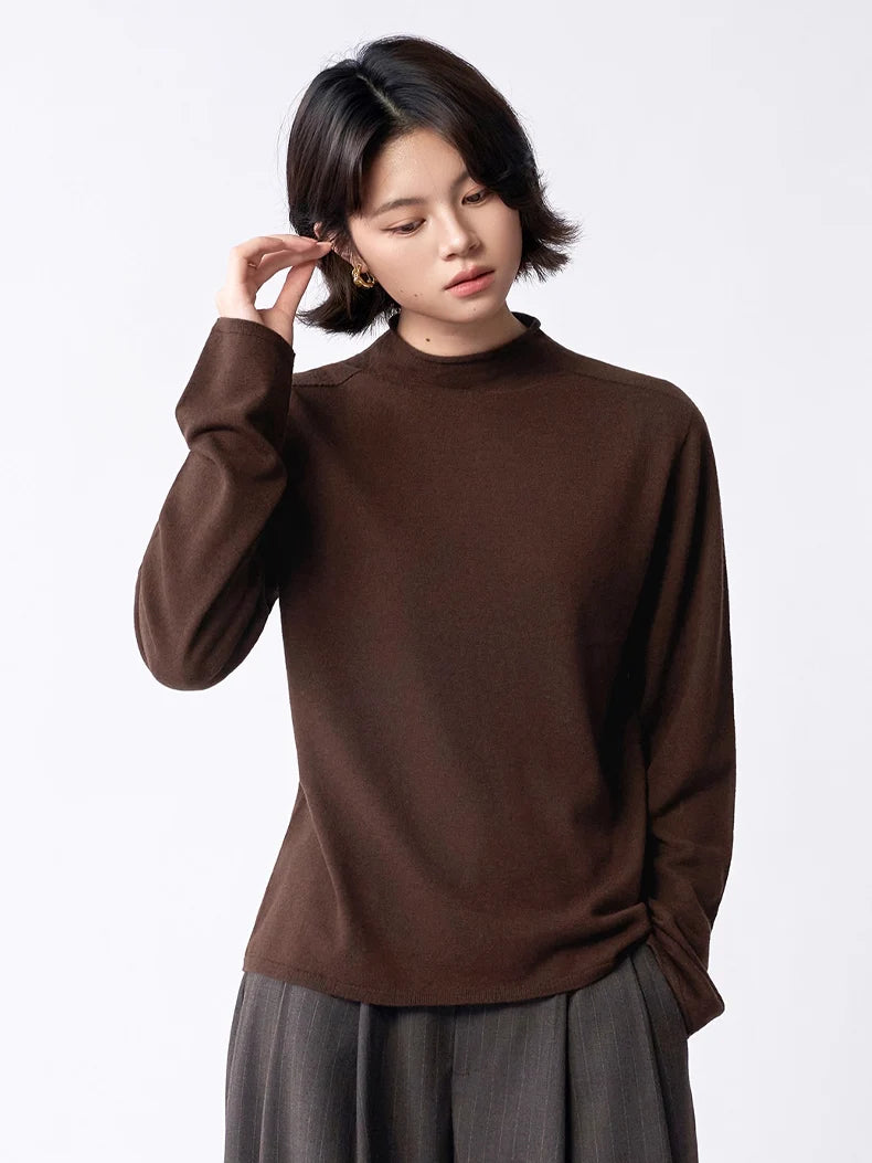 SuyaDream, Women Wool Pullovers, 5%Cashmere 92%Wool, Soft Cozy Sweaters, 2025 Fall Winter Basic Solid Knit Top