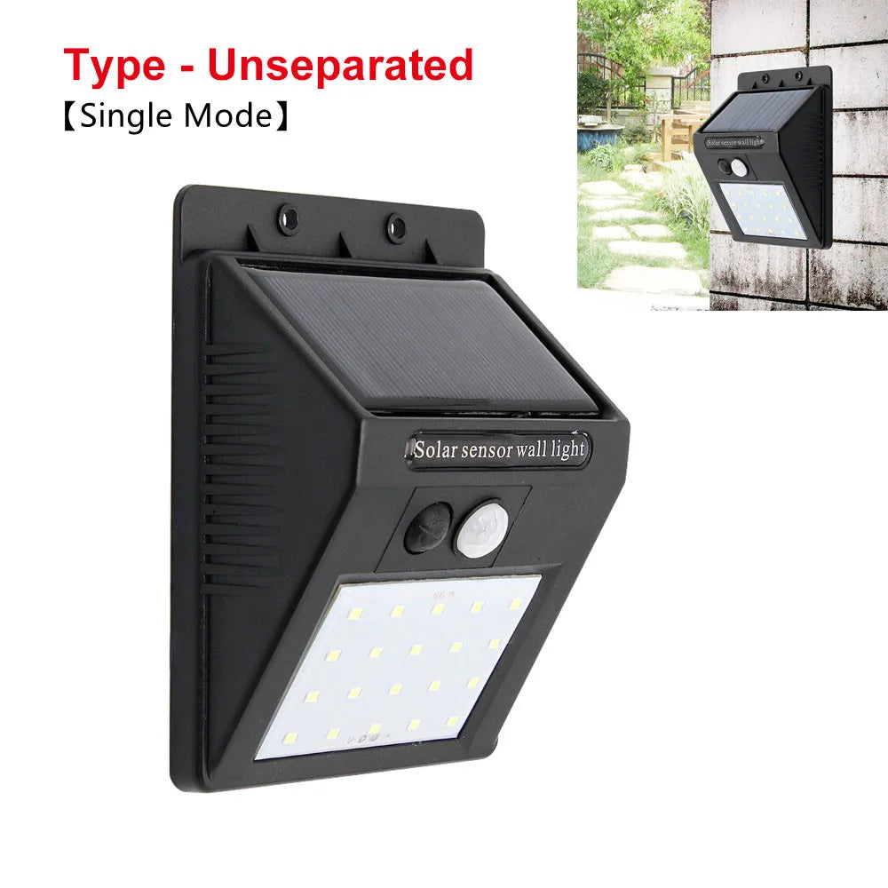 Solar LED Light Outdoor Waterproof PIR Motion Sensor Wall Lamp For Garden Fence Patio Sconce Emergency Lighting
