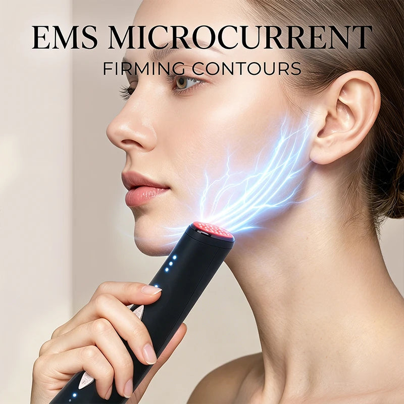 Functional facial skincare device compress care device LED light therapy device microcurrent firming massager daily beauty care