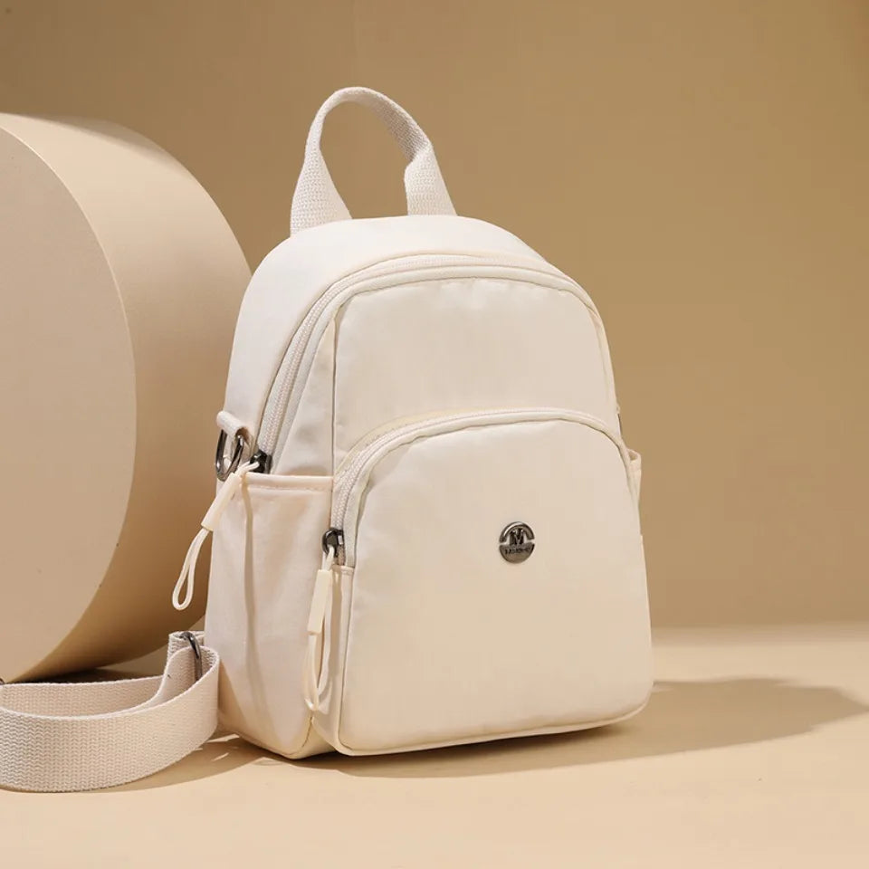 Solid Color Nylon Backpack Lightweight Travel School Bag Fashion Daypack for Work Small Travel Bag Multi-functional Shoulder Sac
