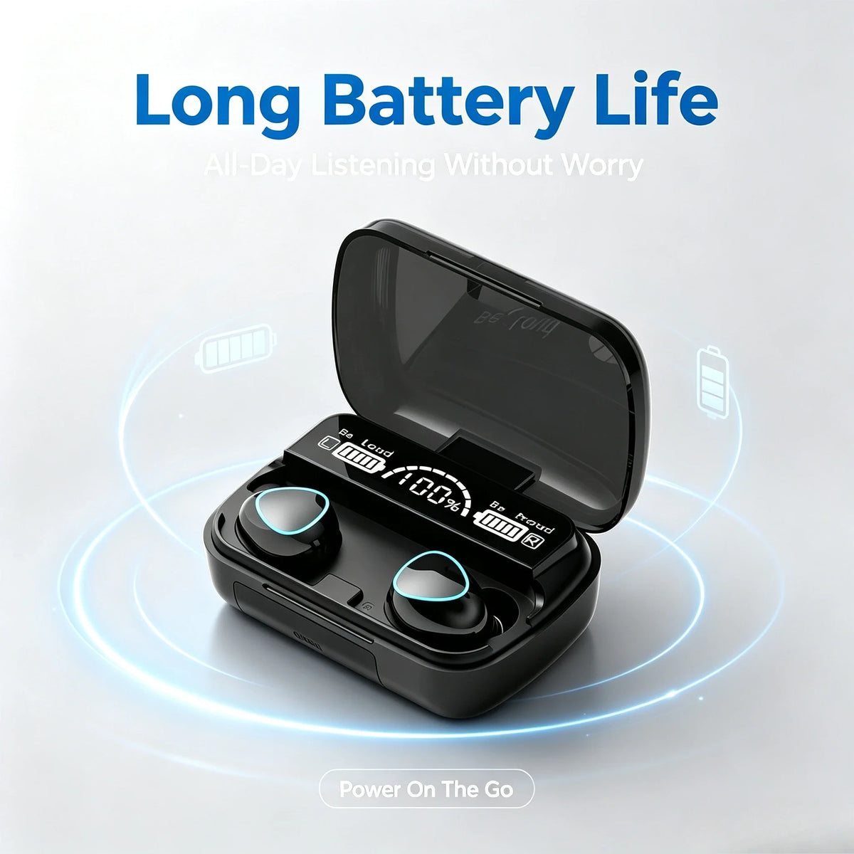 9D Stereo Surround Sound Bluetooth Earphones Sports In-Ear Wireless Headphones Featuring LED Digital Battery Display
