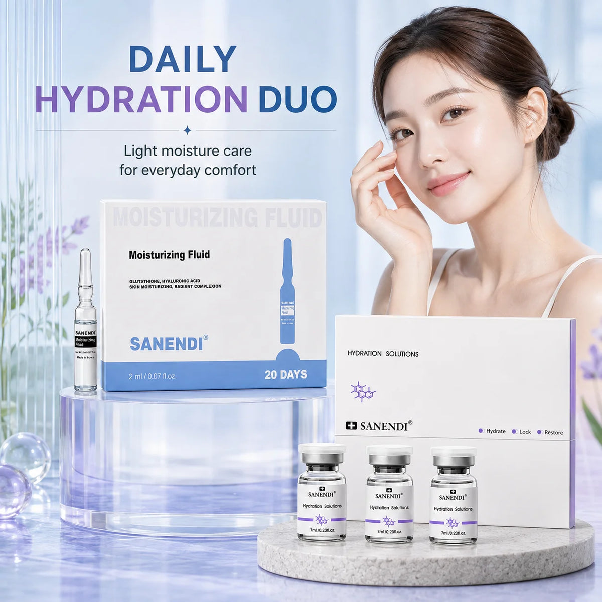 Sanendi Deep Hyadration Fluid Solution Glutathione Hyaluonic Acid Serum GSH Daily Face Care Miosturizing Korean Skin Care