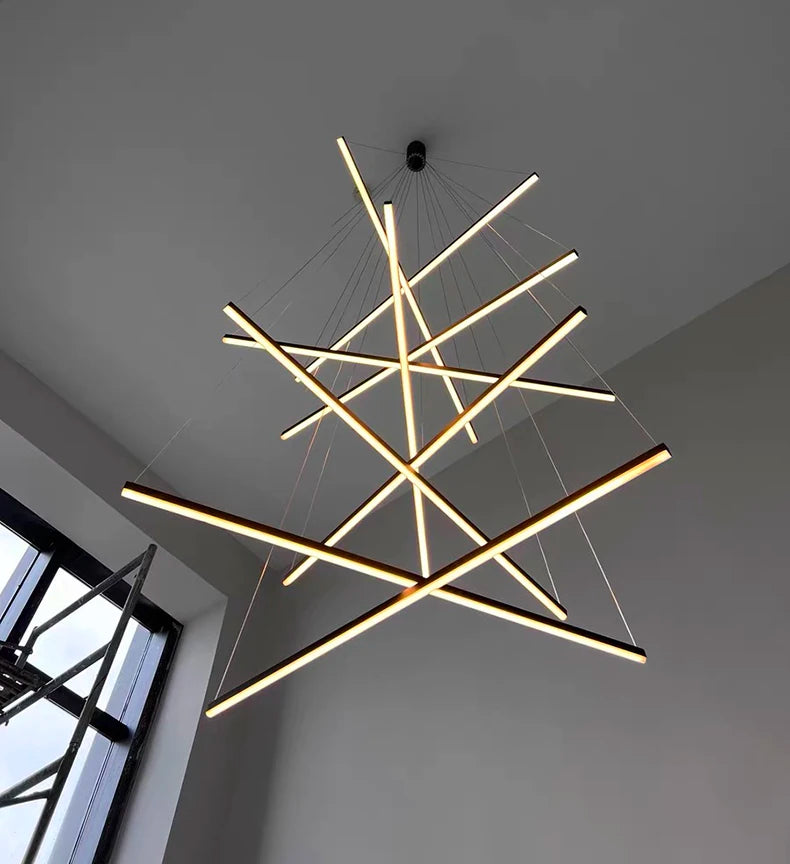 Modern LED Ceiling Chandelier Stair Living Room Pendant Lamp Kitchen Hall Hanging Light Indoor Home Decoration Lighting Fixture