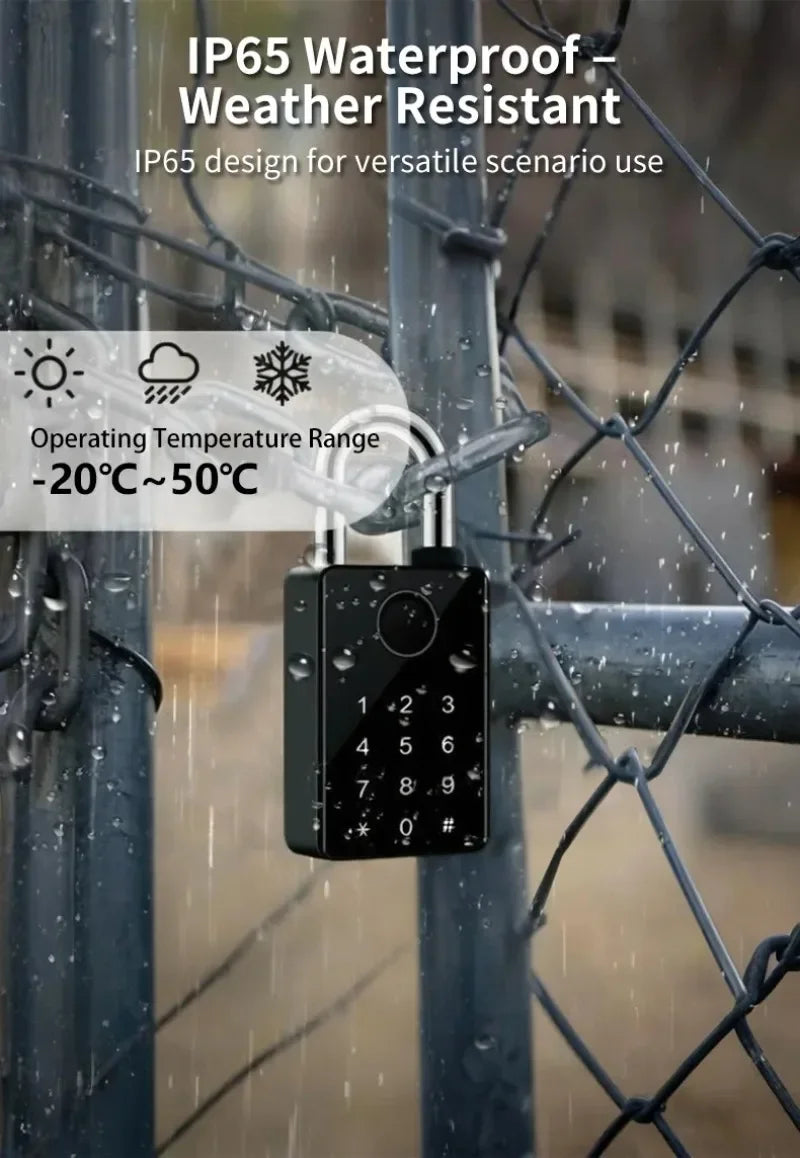 Tuya Smart Door Lock Fingerprint Padlock Password APP Card Key Unlock 7mm 10mm Smart Padlock Waterproof Electronic Lock
