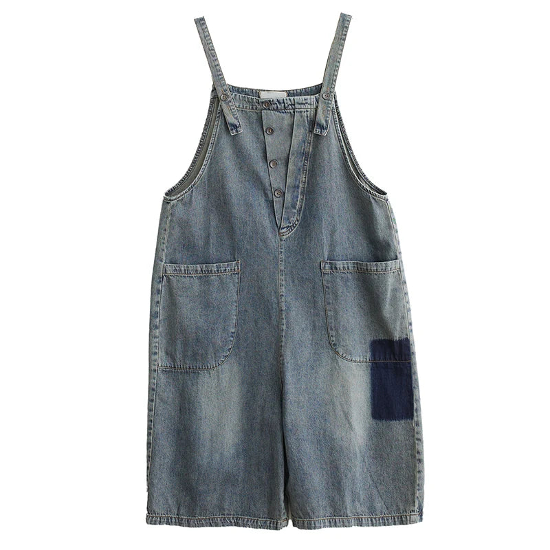 plus Size Denim Overalls Women's Summer New Sle High Waist ort Jeans Straight Leg Color Blo Five-Quarter Pants