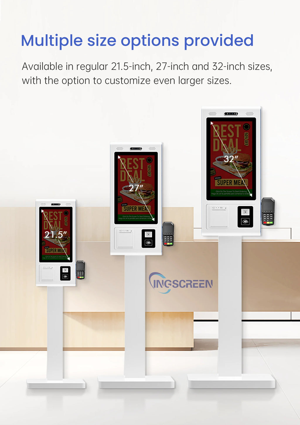 INGSCREEN Interactive Self Service Payment Kiosk Automatic Touch Screen Kiosk Self Ordering Machine for Restaurant