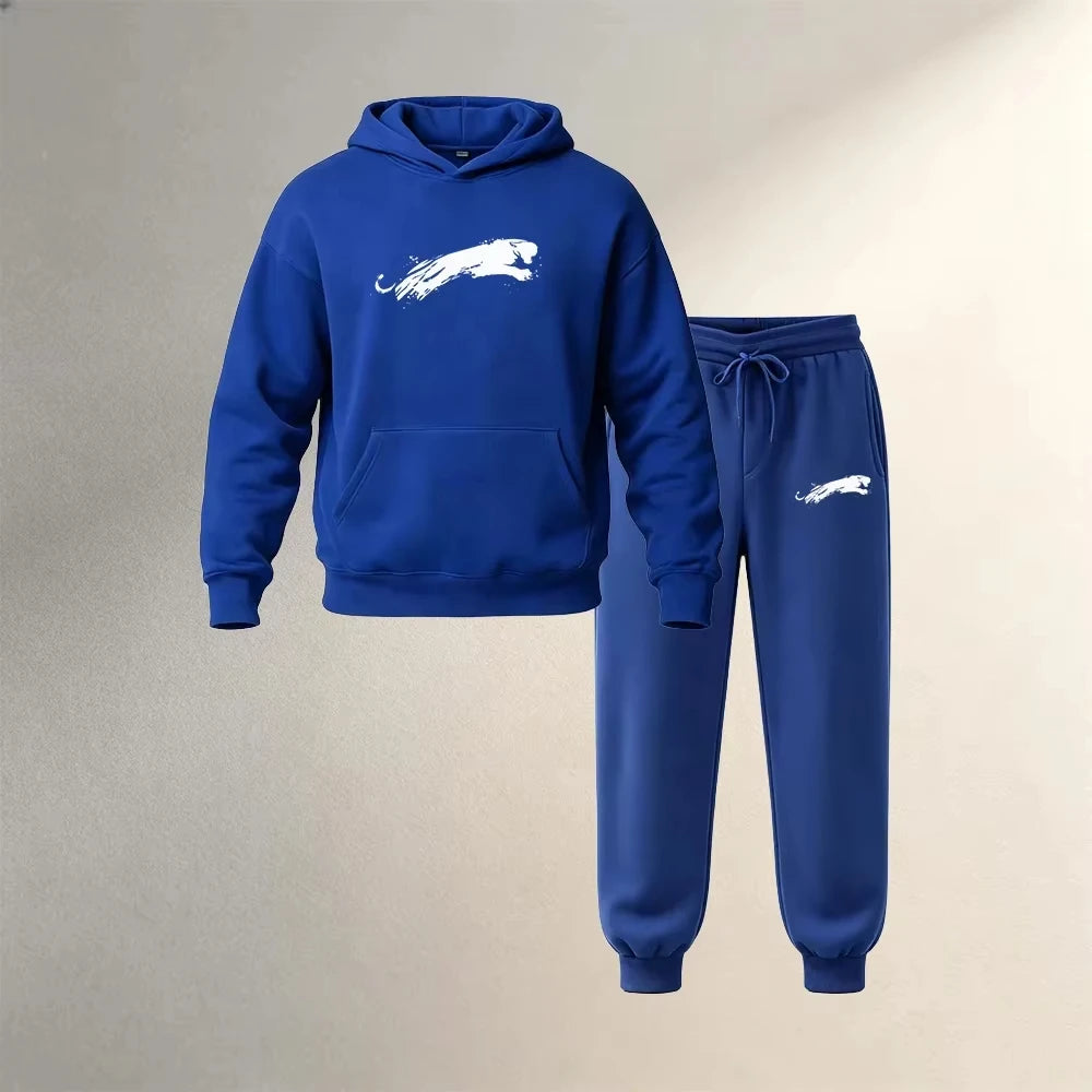 Men's Hoodies Sets 2 Pieces Pullover Autumn Winter Sports Casual Fashion Warm Clothing Drawstring Jogger Pants Male Street Suits
