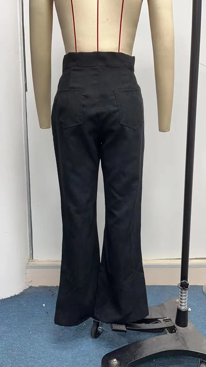 Women's Pants Spring New Elegant Trousers Bootcut Pant Fashion Slim High Waist Casual Trousers Solid Street Long Flare Clothing