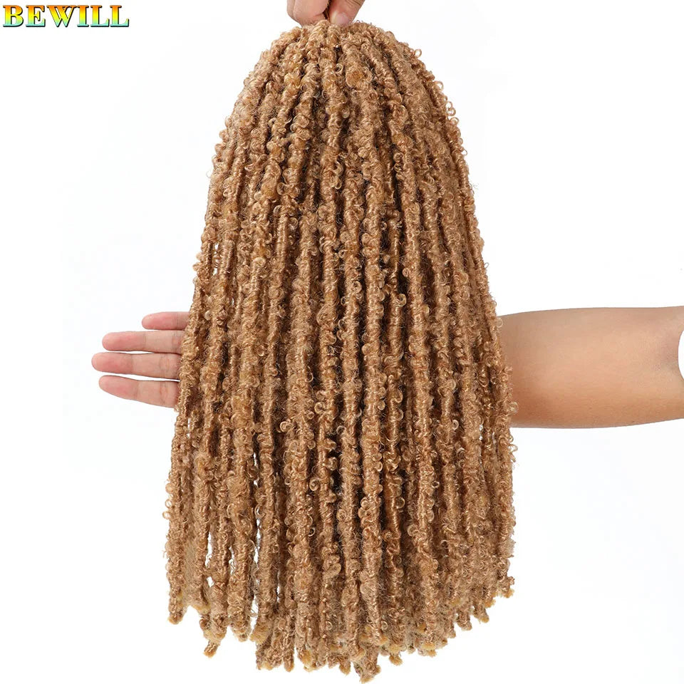 BEWILL 12 14 18 24 Inch Butterfly Locs Crochet Hair Pre-looped Synthetic Distressed Faux Braids Hair Soft Locs Goddess Locs Hair
