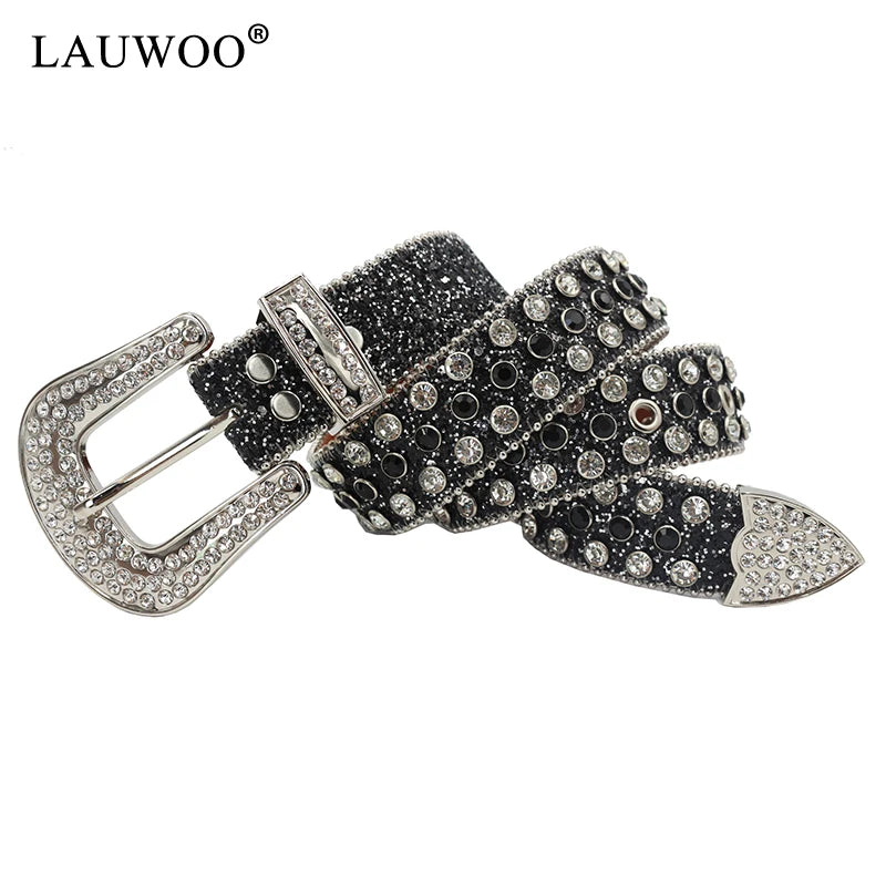 for Rhinestone Belts Women PU Leather Strap Y2K Girls Fashion Belt for Jeans Men For rhinestone Belts Western Cowboy