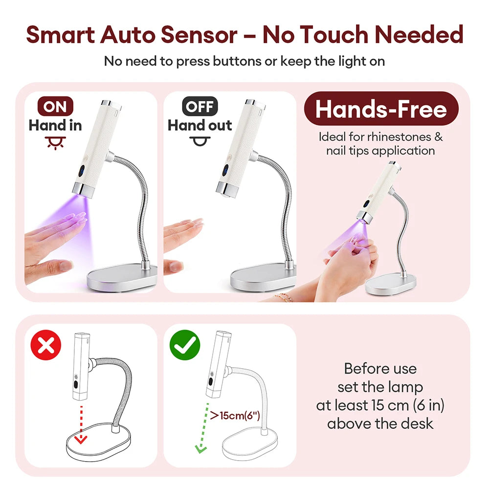 Cat-eye Magnet Handheld Nail Lamp Auto Sensor Nail Dryer Nail Gel Curing Bracket Nail Lamp UV LED Light Gel Nail Fast Drying Pen