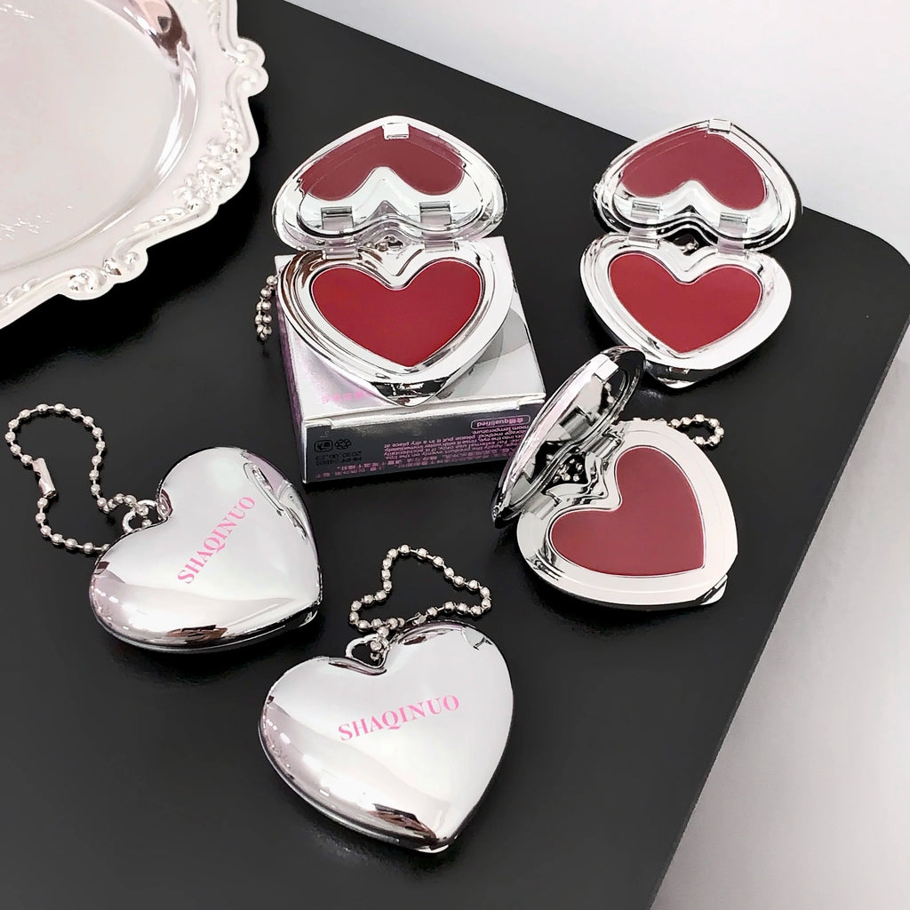 SHAQINUO Heart Shape Water Light Lip Llaze Mirror Pendant Lipstick Lip Gloss, Hydrating Moisturizing, Long Lasting