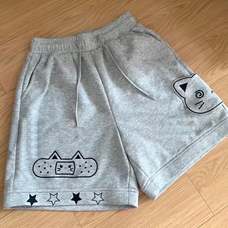 Japanese Kawaii Shorts Women Sweet Cat Embroidery Short Pants Preppy Style Cute Anime Soft Girl Casual Wide Leg Shorts New