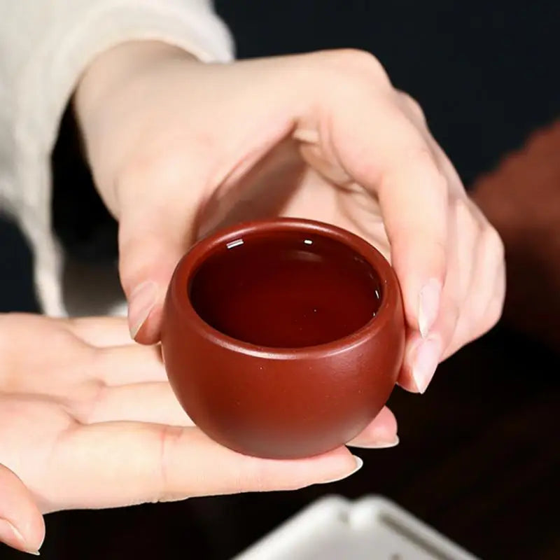 Yixing Purple Clay Travel Tea Bowl Handmade Master Teacup Lightweight for Hiking Camping Office Tea Drinking
