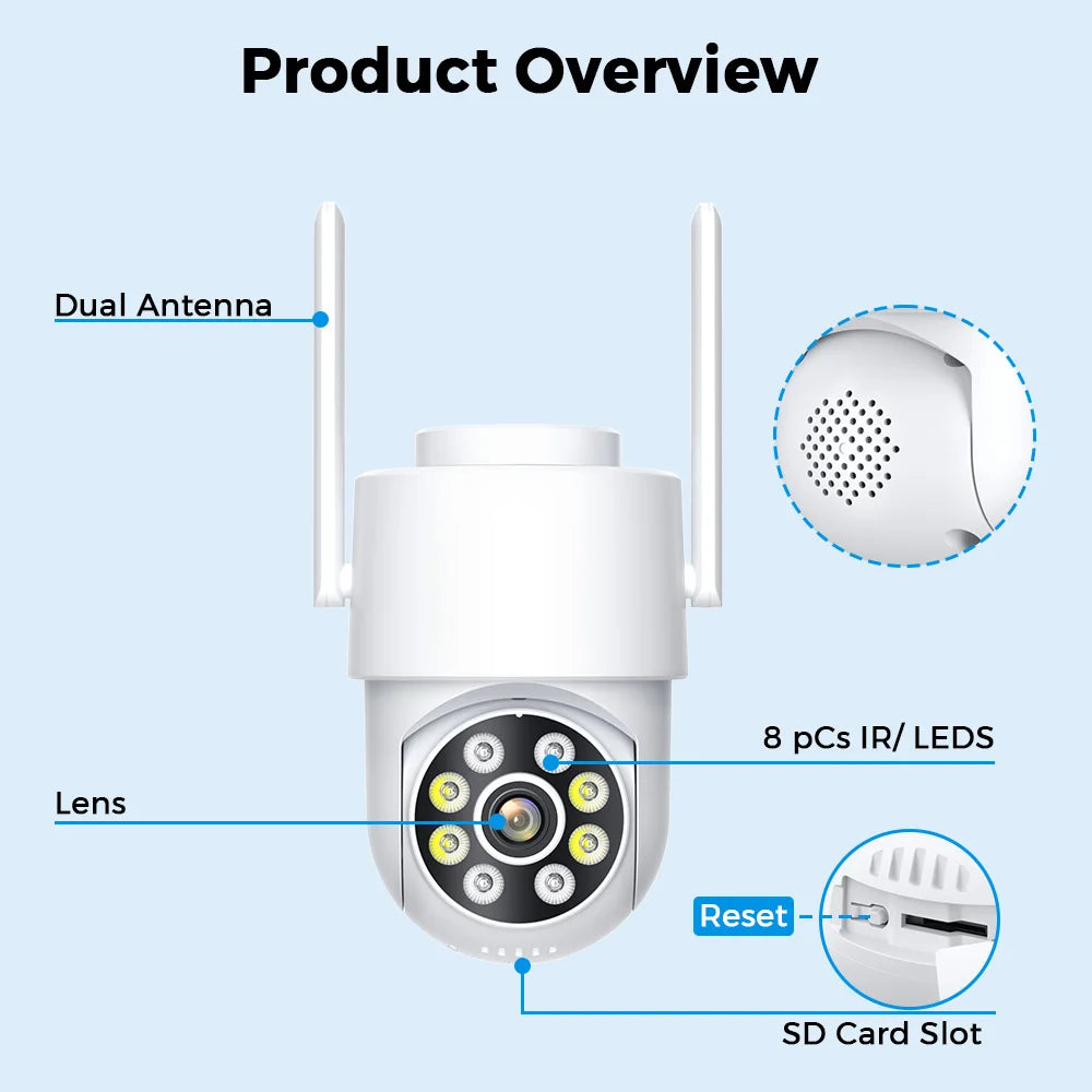 PANEPO 4MP 2K ICsee Wifi Camera Human Detection Outdoor Surveillance Camera Night Vision Two Ways Audio Home Security Protection