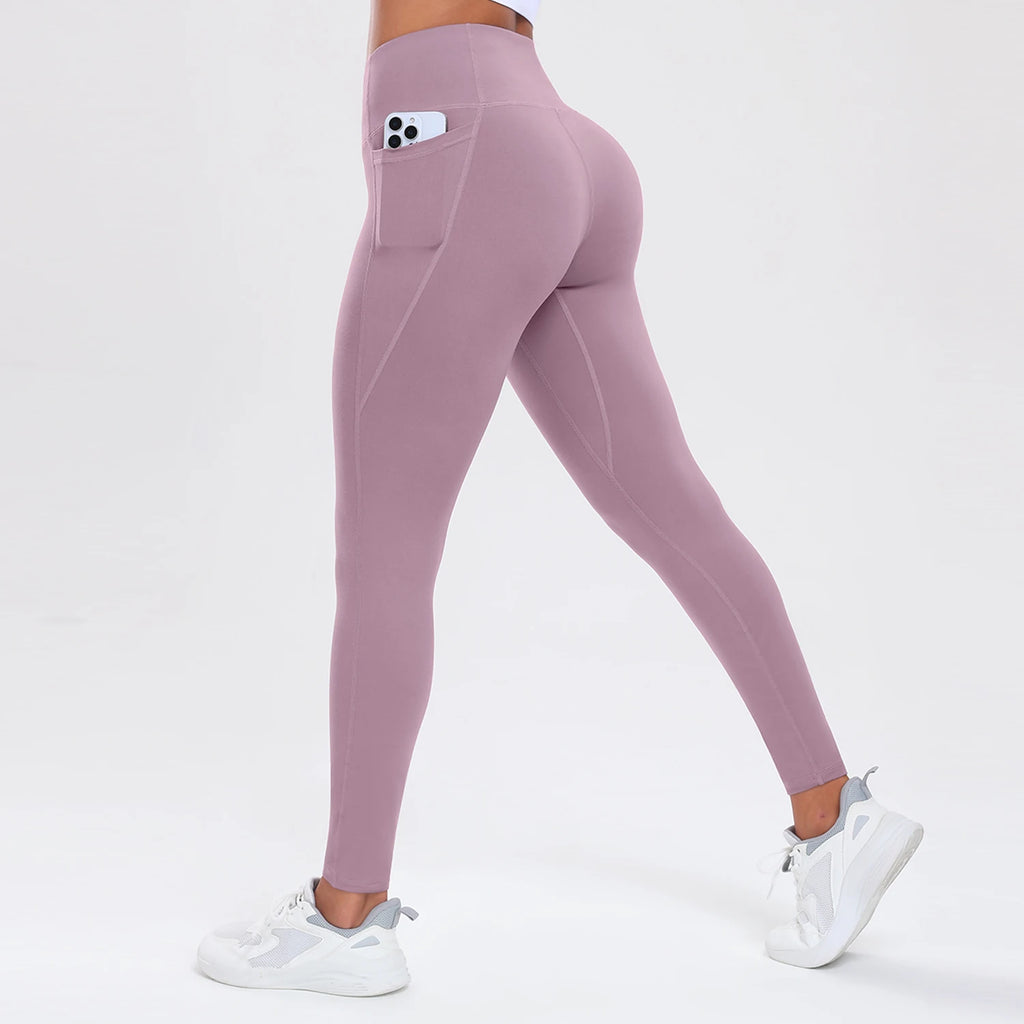 Women Butt Lifting Fitness Leggings With Pockets Tummy Control Sports Pant High Waist Fitness Tights Gym Clothing Sportswer