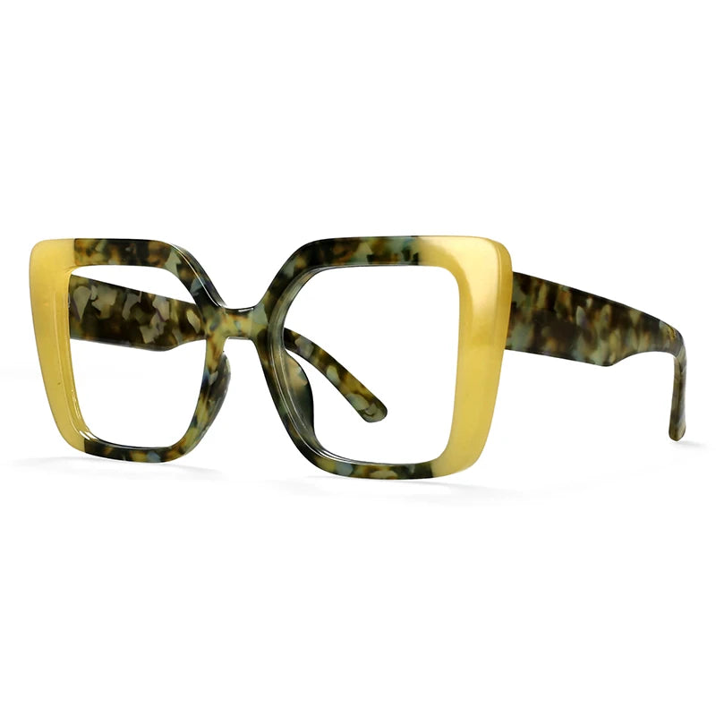 R56982 Colorful Large Size Reading Glasses Lady Trend Splicing Color Presbyopic Eyeglass Universal Prescription Spectacles Frame