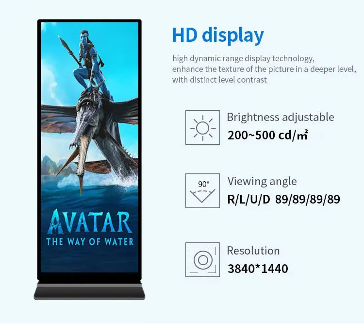 OEM 70 75 86 inch vertical full screen LCD kiosk floor rack advertising display totem indoor digital signage poster