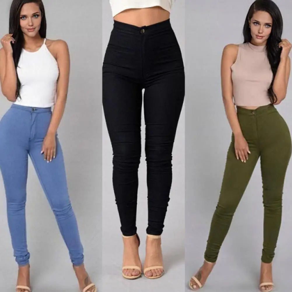 Fall New Women's Black High Waist Skinny Jeans Fashion Stretch Slim Denim Pencil Pants Female Casual Trousers S-2XL