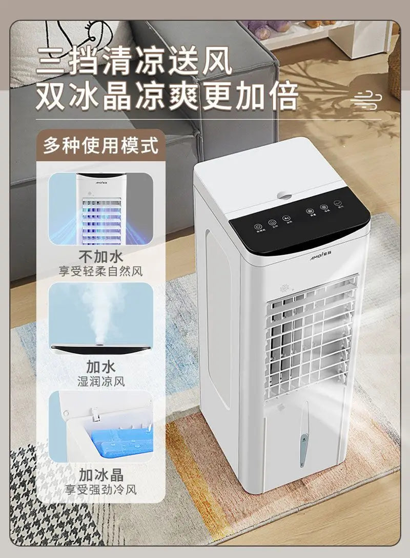 Dual-Mode Cooling Heating Fan Household Air Cooler, Compact Portable Water-Cooled Air Conditioner