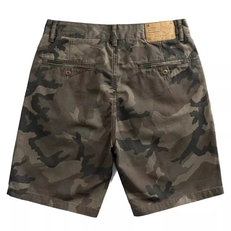American Retro Camouflage Work Short Pants Men's Summer Loose Casual Thin Wear-resistant Dirty Five-Quarter Pants