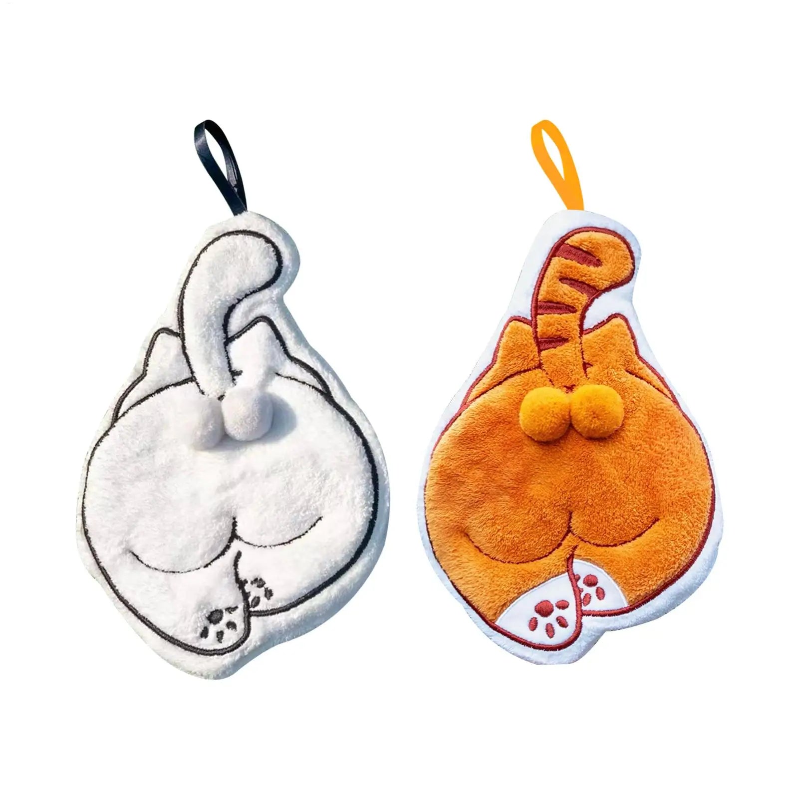 Hand Towels  Cute Cat Hanging Towel Kitchen Hand Towel Bathroom Soft Absorbent Handkerchief Wipe Towel Cartoon Kids Towels