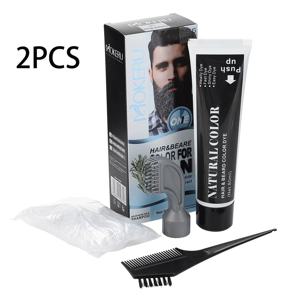 Black Beard Dye Cream With Comb Hair Beard Dye Shampoo Fast Instant Hair Dye Cream Long Lasting 3 Minutes Hair & Beard Dyeing