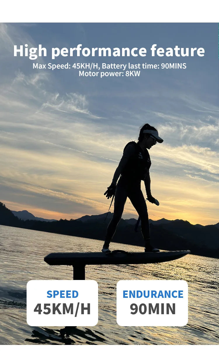 Electric Hydrofoil Carbon Fiber, eFoil Surfboard with Water Pedal for Water Sports, Electric Surf Board, Standing Water Ski
