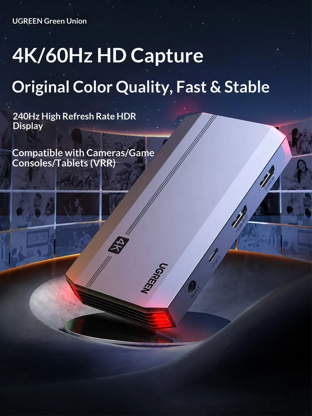UGREEN 45645 CM758 HDMI Video Capture Card 4K 60Hz Capture and Loop-Out for Camera Console PC Live Streaming