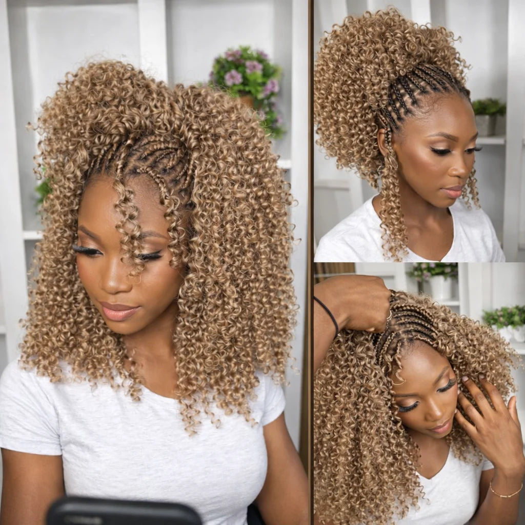 #27 Highlight Feather Crochet Human Hair Extension For Braid Kinky Curly Pre-Separated Knotless Small Spirals Curly Crochet Hair