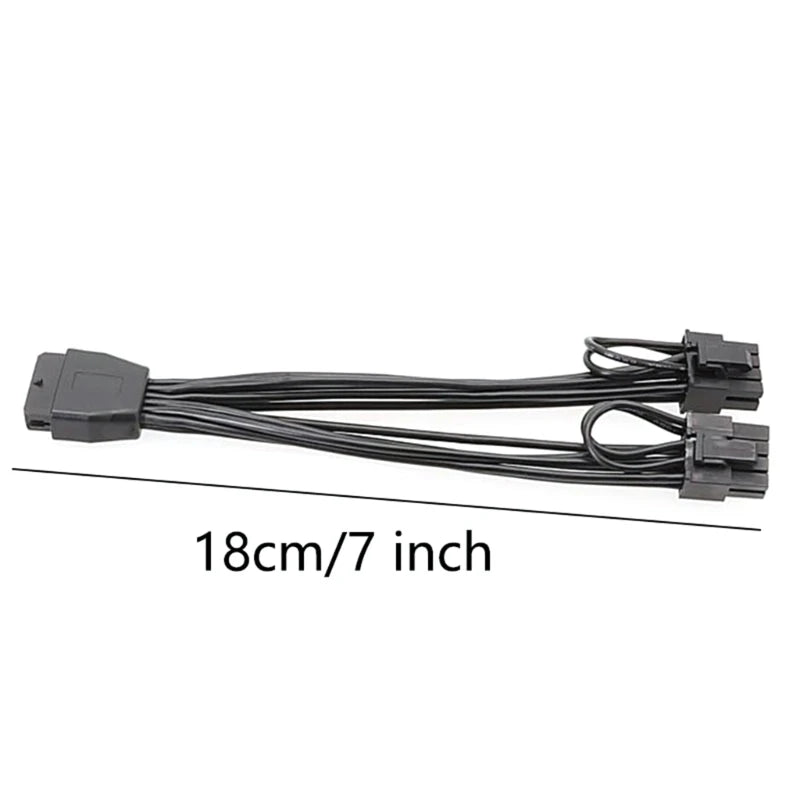 12PIN to Two 6+2 Graphics Card Cable Adapter 12Pin Female to 2x 6+2Pin Male for PCIe Power Cable for Graphics Cards