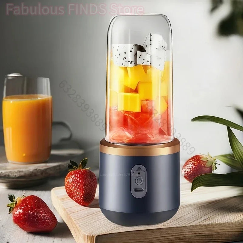 Multifunction Double Cup Juicer 400ml USB Rechargeable Portable Electric Juicer 6 Blade Fruit Blender for  Home Kitchen Tool