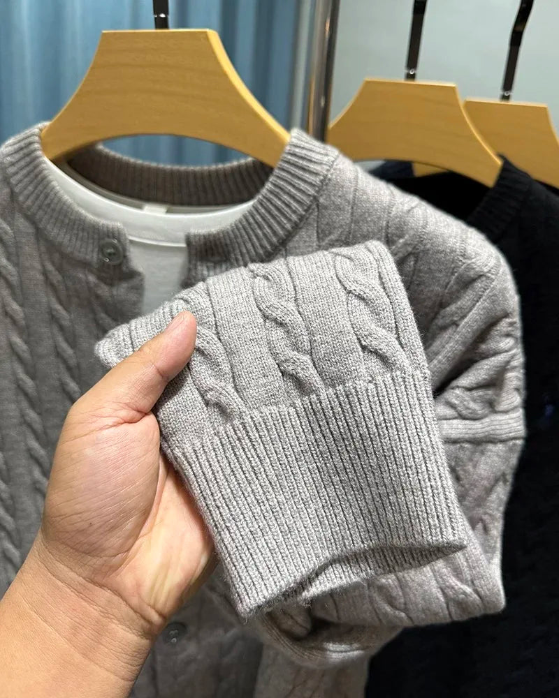Luxury Brand Jacquard Round Neck Sweater Cardigan Men's Autumn Winter Trend Classic Paul Embroidery Loose Casual Knitted Coat