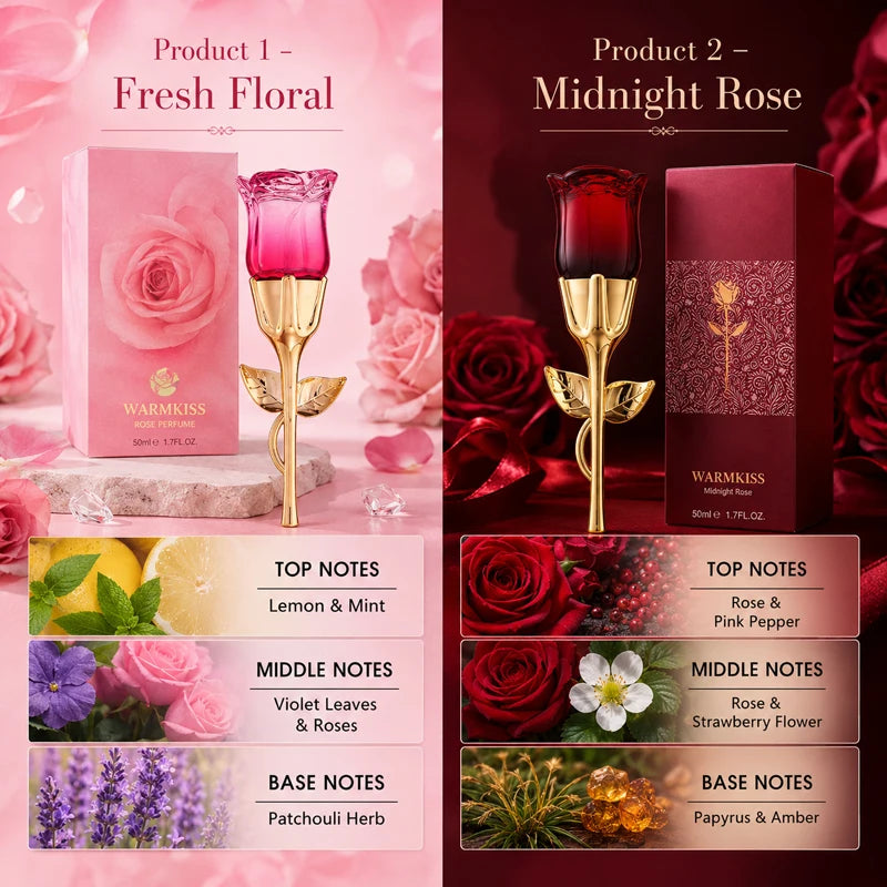 WARMKISS Midnight Rose Women Perfume Long Lasting Fresh Eau De Parfum 50ml Natural Floral Niche Scent For Romantic Date