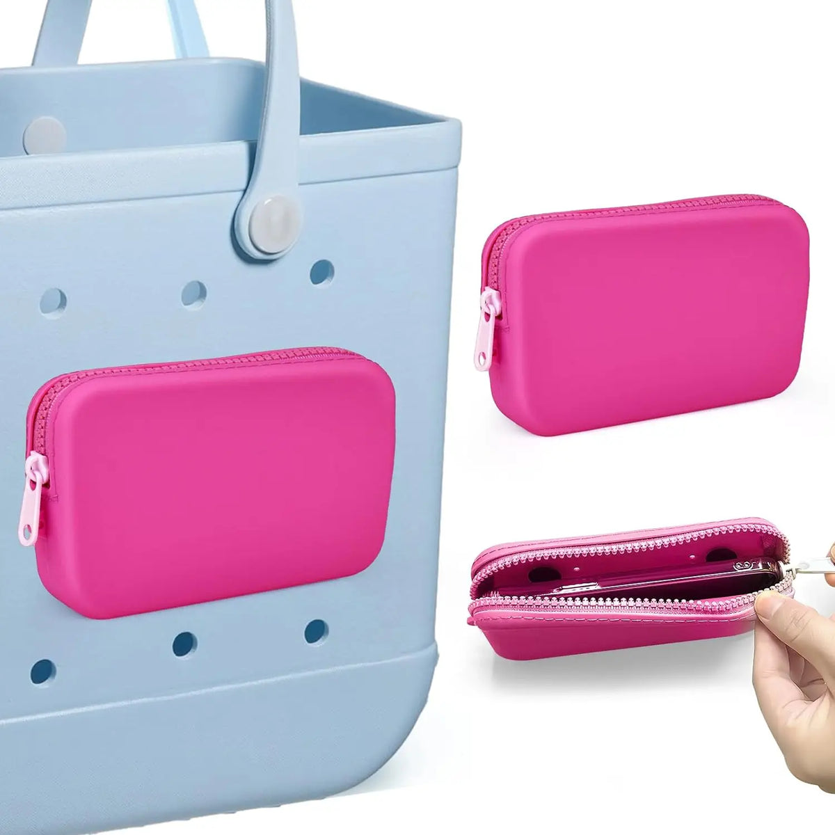 1Pcs Silicone Phone Holder for Beach Bag, Soft Silicone Insert Wallet Charm for Bo Bag Accessories, Attachment for  Beach