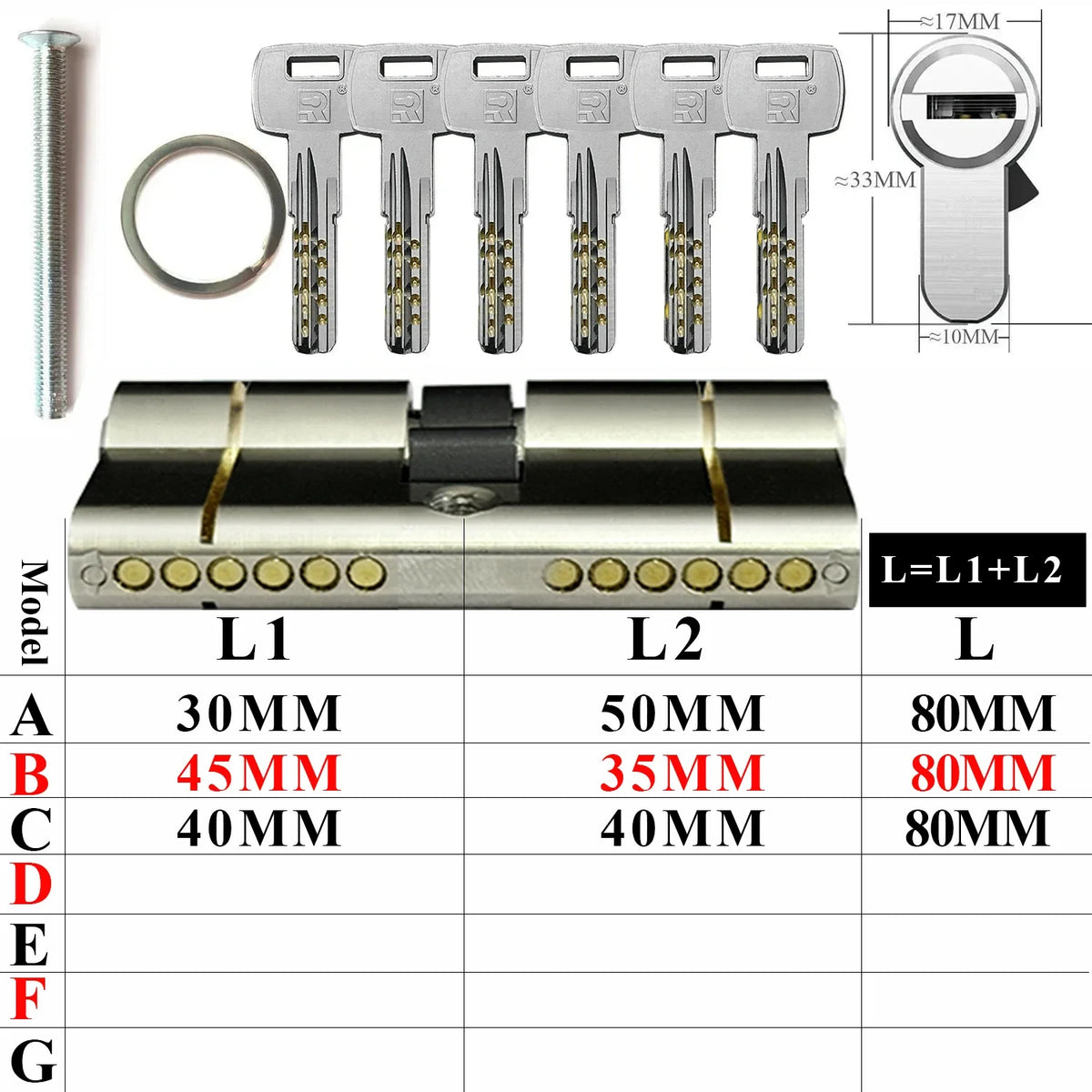 Customize the same key to open all cylinder doors European standard high quality Door lock 11-pin anti-theft lock cylinder