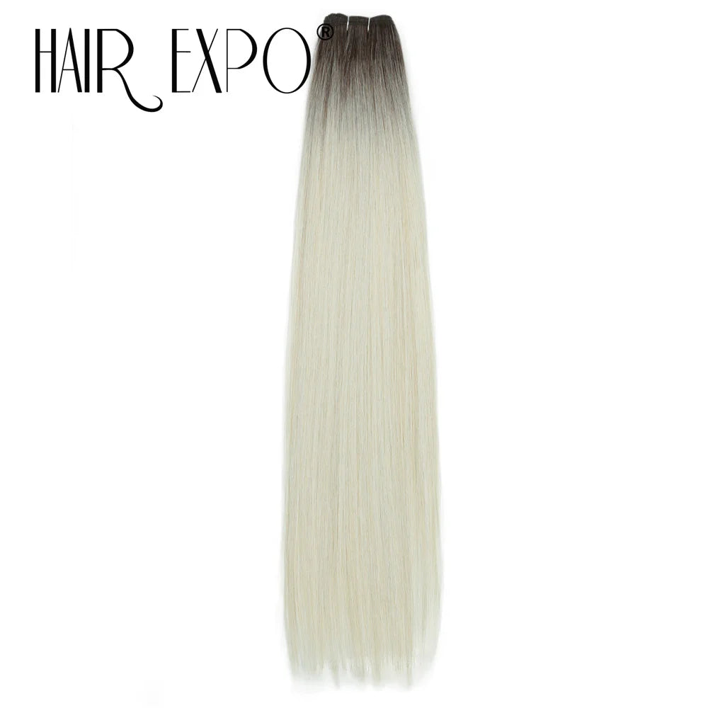 26" Bio Straight Hair Bundles Natural Soft Heat Resistant Fiber Synthetic Fiber Hair Extensions Protein Straight Hair Weave