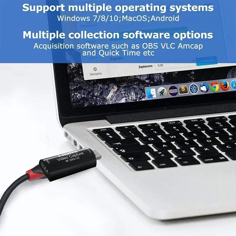 4K HDMI Video Capture Card MS2130 Real USB 3.0 1080P 60FPS Game Screen Record Capture Device for Streaming Video Conference Live