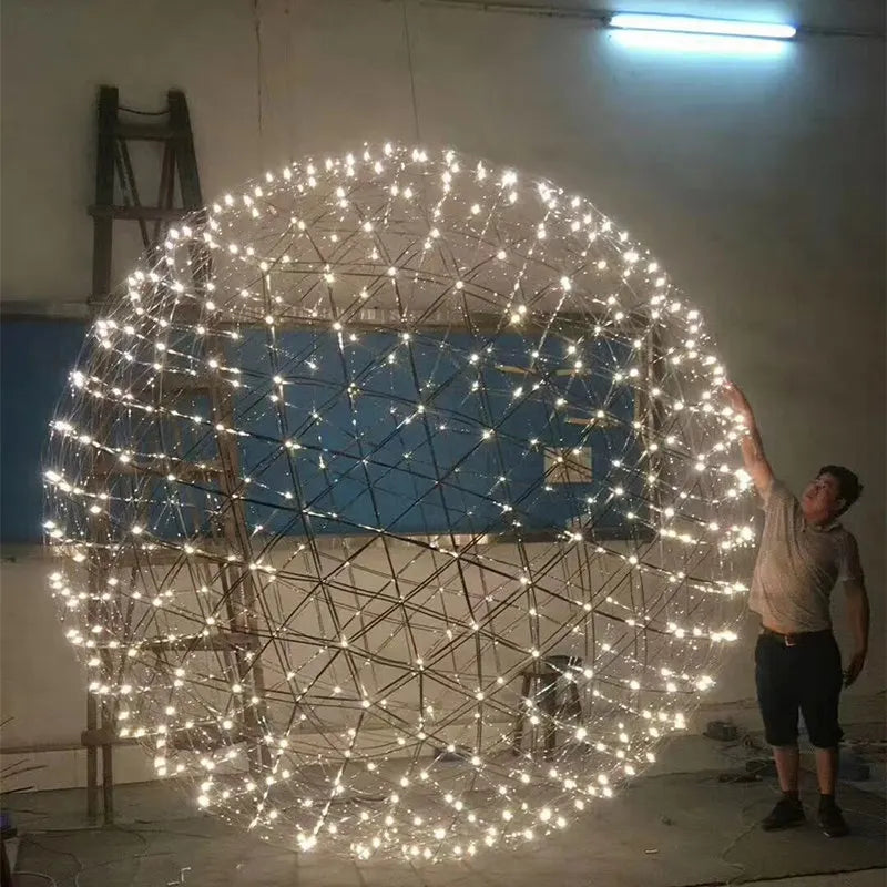Modern Stainless Steel Spark Ball LED Pendant Light Dimmable Firework Dandelion Chandelier Loft Bar Bedroom Living Room Decor