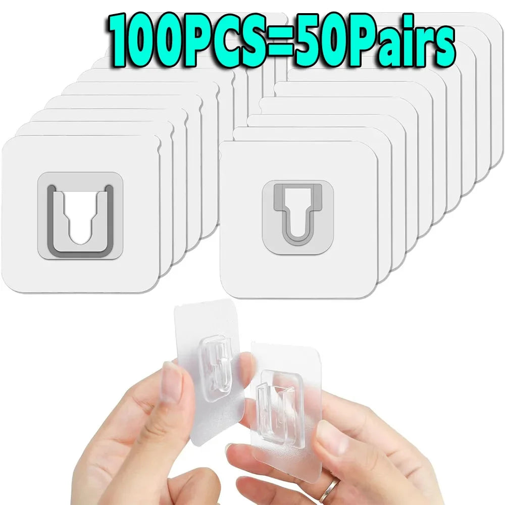 Double-Sided Adhesive Wall Hooks Hanger Strong Transparent Suction Cup Sucker Hooks Kitchen Bathroom Storage Plug Socket 2030