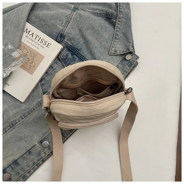 Waterproof Nylon Mobile Phone Bag Portable  Three-Layer Coin Purse Crossbody Bag for Youth Casual Simple Style Functional...