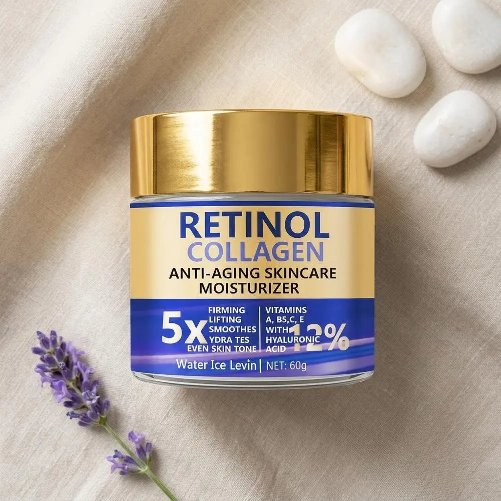 Retinol & Collagen Face Cream 60g, Anti-Aging Firming Moisturizer with Hyaluronic Acid, Fast Delivery