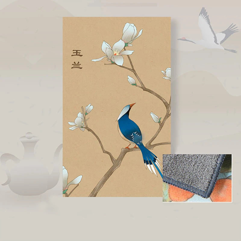 30*18cm High-end Tea Towel With Retro Style And Colorful Painting, Special Tea-drinking Cloth, Premium Tea Set